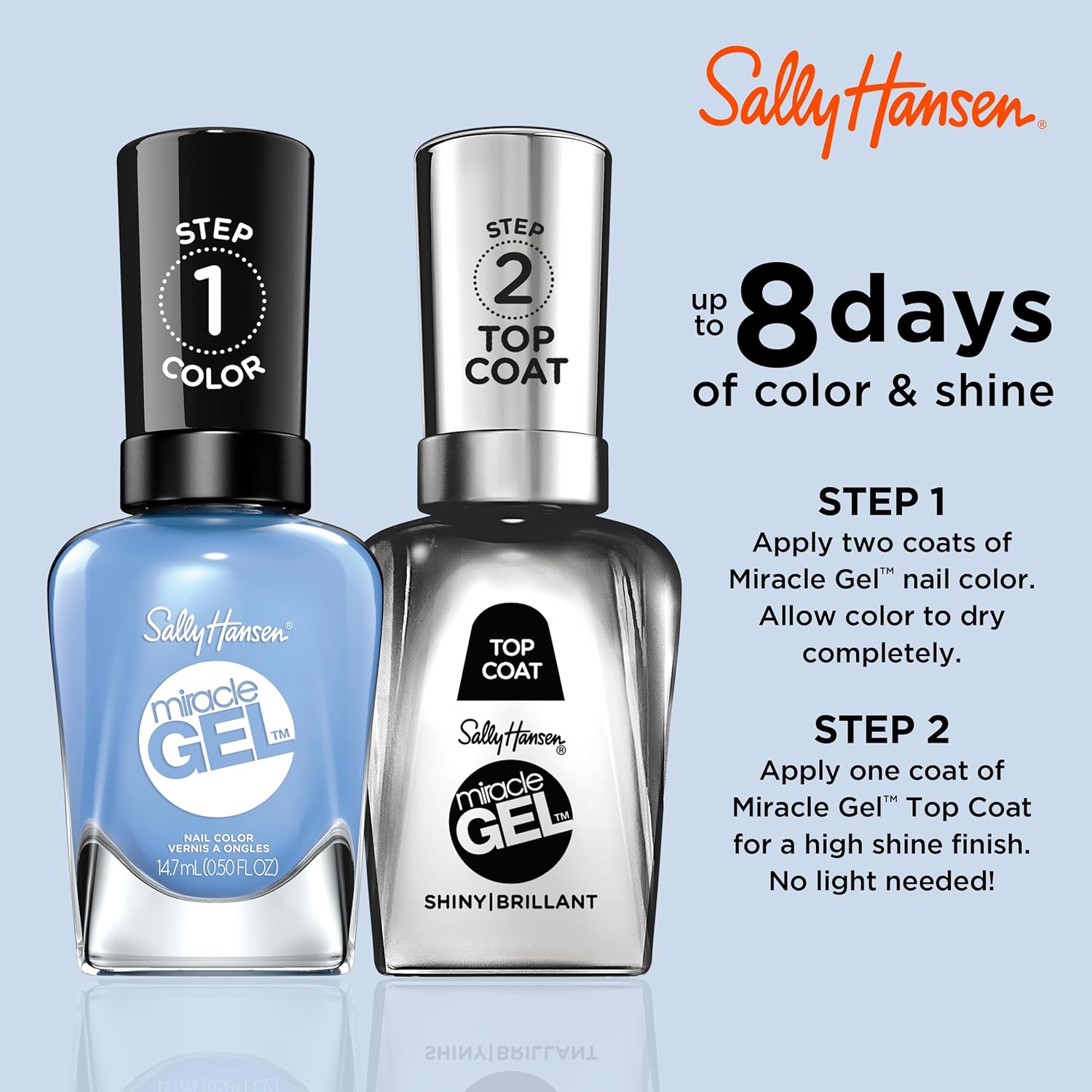 Sally Hansen Miracle Gel™, Sugar Fix, Long Lasting, Gel-Like Formula, No UV Lamp Needed, Blue Nail Polish : Beauty & Personal Care