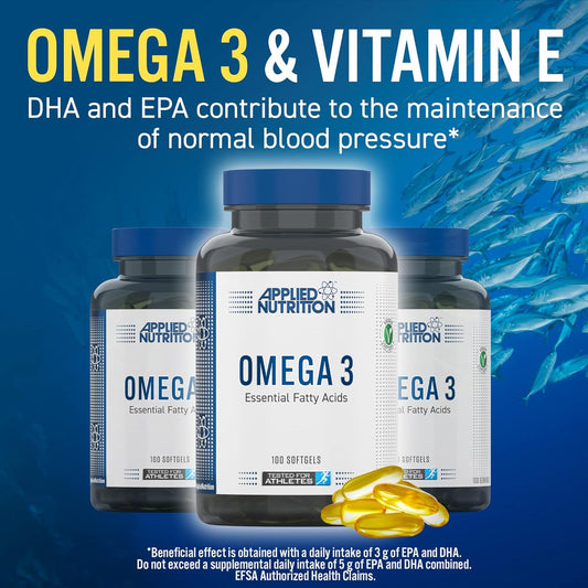 Applied Nutrition Omega 3 - Omega Fish Oil 1000Mg, 180Mg Epa & 120Mg D100 Grams