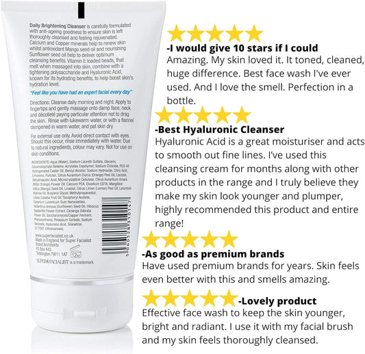 Super Facialist Hyaluronic Acid Firming Daily Cleanser - Firm, Hydrate & Lift Skin With Vitamin E & Mango Seed Oil, Gentle Face Cleanser & Face Care, Vegan Friendly, 150Ml