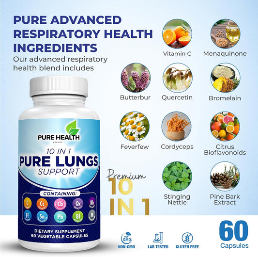 10 in 1 - Lung Detox & Cleanse for Smokers - Quit Smoking Aid - All-Natural Detox for Smokers, Promoting Clear Lungs & Lung Support - Vegan Supplement for Lung Detox; Supports Respiratory Health