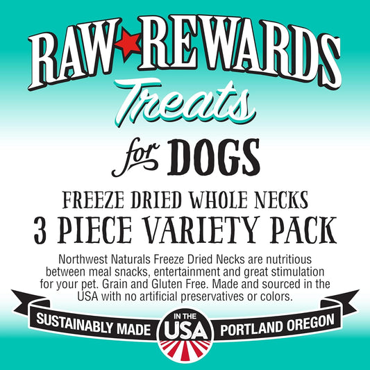 Northwest Naturals Freeze-Dried Raw Rewards Variety Pack For Dogs & Cats - Duck (4 Oz), Chicken (5 Oz), Turkey (6 Oz) - Healthy, 1 Ingredient, Human Grade, Natural - (Pack Of 3) (Packaging May Vary)