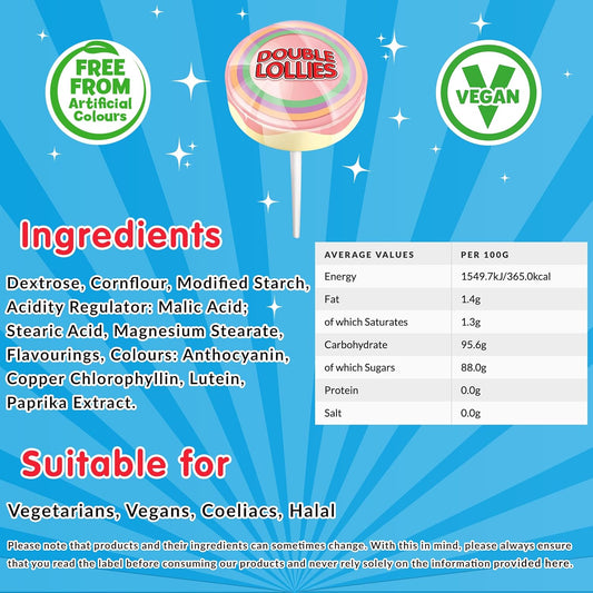Swizzels Double Lollies Sweets Dispenser Box, Vegan Friendly Sweets (100 Lollipops Per Box)