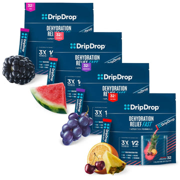 DripDrop Hydration - Electrolyte Powder Packets - Watermelon, Berry, F