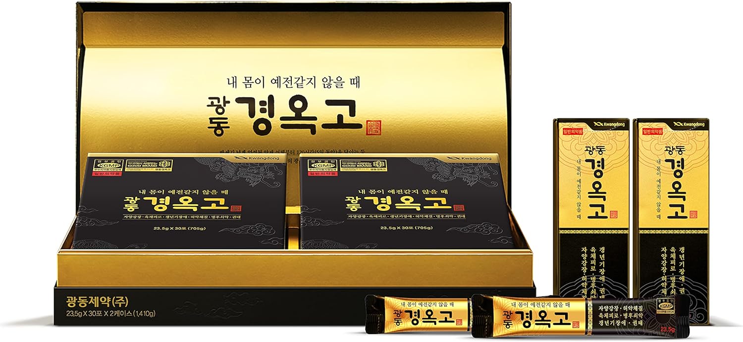 KWANGDONG - Kyung Ok Ko Premium Korean Herbal Supplement, no Caffeine, Natural Ingredients Ginseng & Honey, Portable (23.5g x 60 Sticks Total)