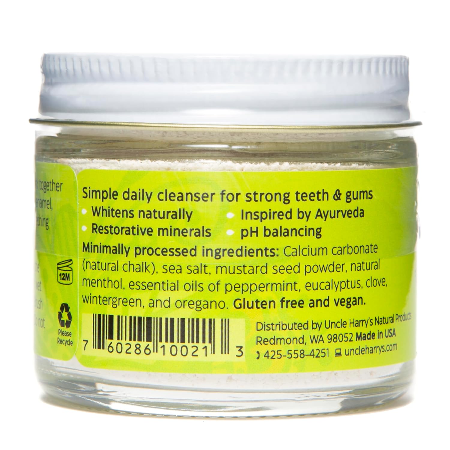 Uncle Harry's All Natural Tooth Powder | Alkalizing Remineralizing Enamel Support & Whitening Toothpaste for Sensitive Teeth | Powder Toothpaste for Gum Health & Fresh Breath (2 oz Glass jar) : Nutrition And Wellness Products : Health & Household