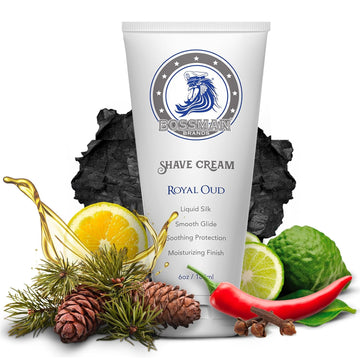 Bossman Liquid Silk Shave Cream For Men – Sensitive Skin Formula, Smooth Glide, & Soothing Protection – Moisturizing Finish (Royal Oud Scent)