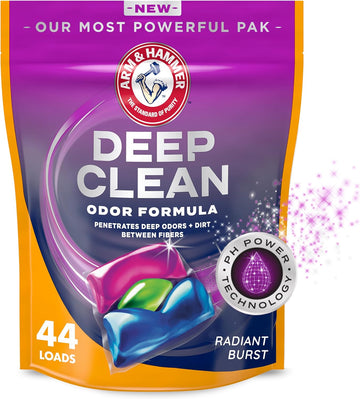 ARM & HAMMER Deep Clean Odor Formula Laundry Detergent Power Paks, 44 ct