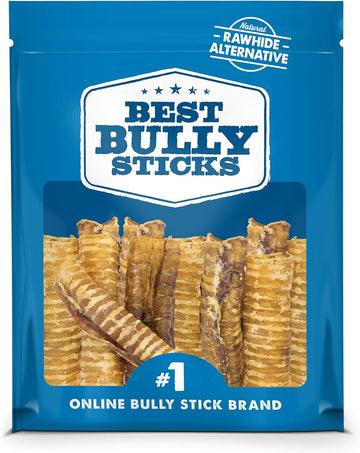 Best Bully Sticks Premium 6 Inch Beef Trachea Dog Chews (20 Pack) - All-Natural, Grain-Free, 100% Beef, Single-Ingredient Dog Treat Chew - Promotes Dental Health