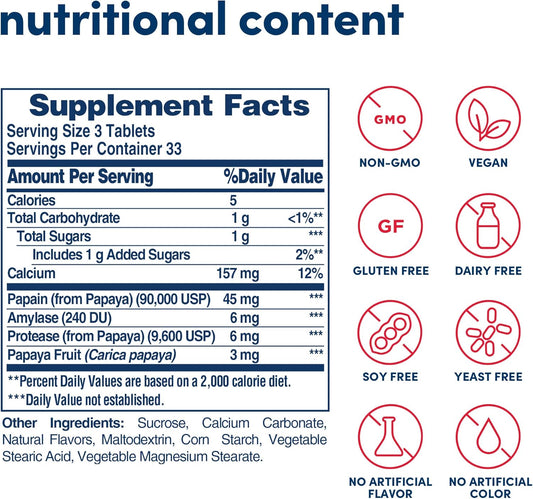 American Health Original Papaya Enzyme Chewable Tablets - Promotes Nutrient Absorption And Helps Digestion - Gluten-Free, Vegetarian - 100 Count, 33 Total Servings, Original, 100 Count