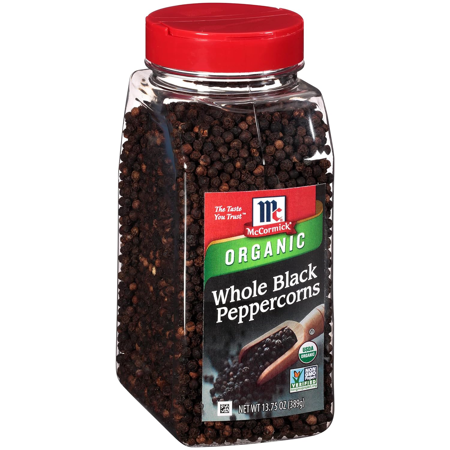 McCormick Organic Whole Black Peppercorns, 13.75 oz