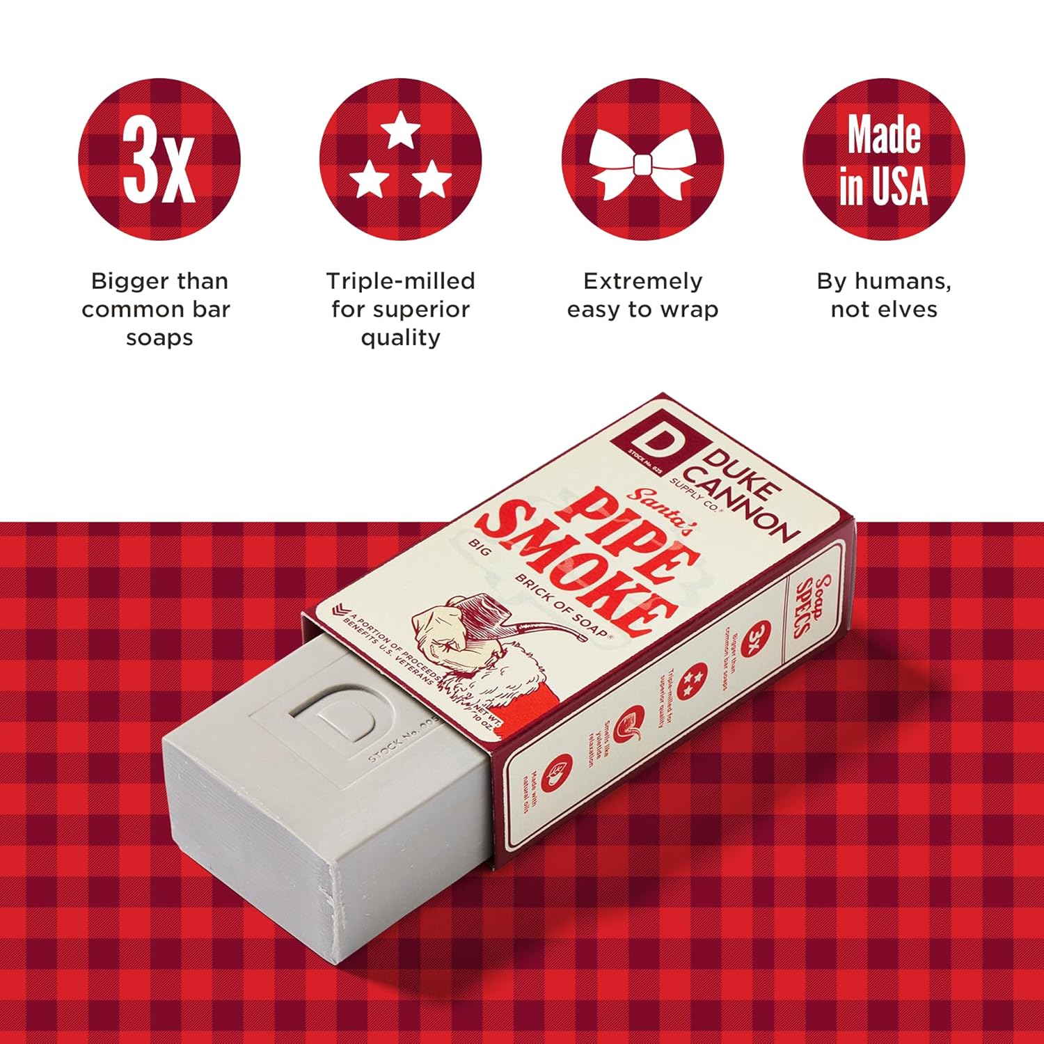 Duke Cannon Holiday Limited-Edition Santa'S Pipe Smoke Big Brick Of Soap - 10Oz Bar, Triple Milled, Supports U.S. Veterans : Beauty & Personal Care