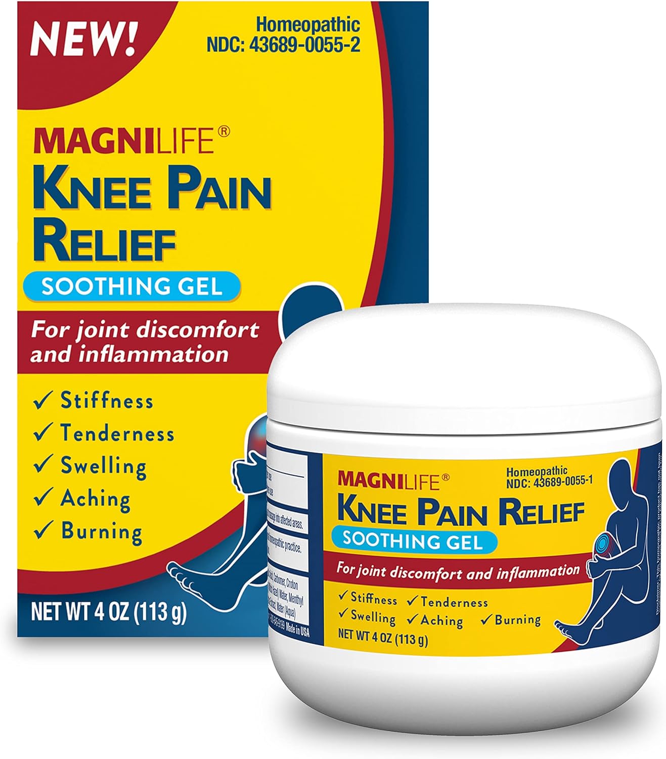 MagniLife Knee Pain Relief Soothing Gel, Reduces Swelling & Inflammation of Sore Muscles, Joint Discomfort, Injuries - All-Natural Arnica - 4oz