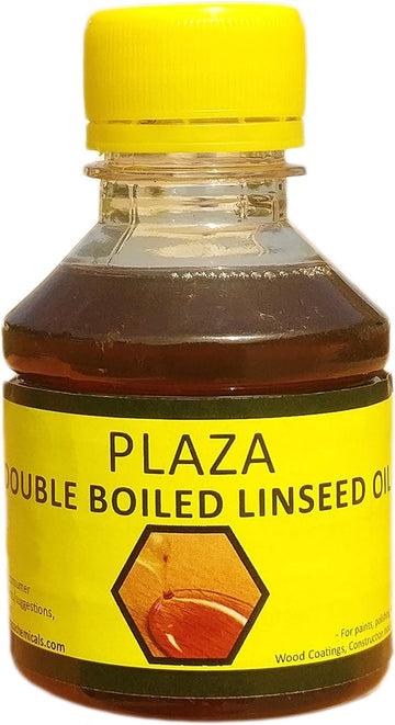 PLAZA - Double Boiled Linseed Oil - 100 ml Pack used for Wood Finishing, On Walls before applying paint, mixing in putty, bare wooden furniture, outside wooden furniture, Cricket bats, hockey, guitar