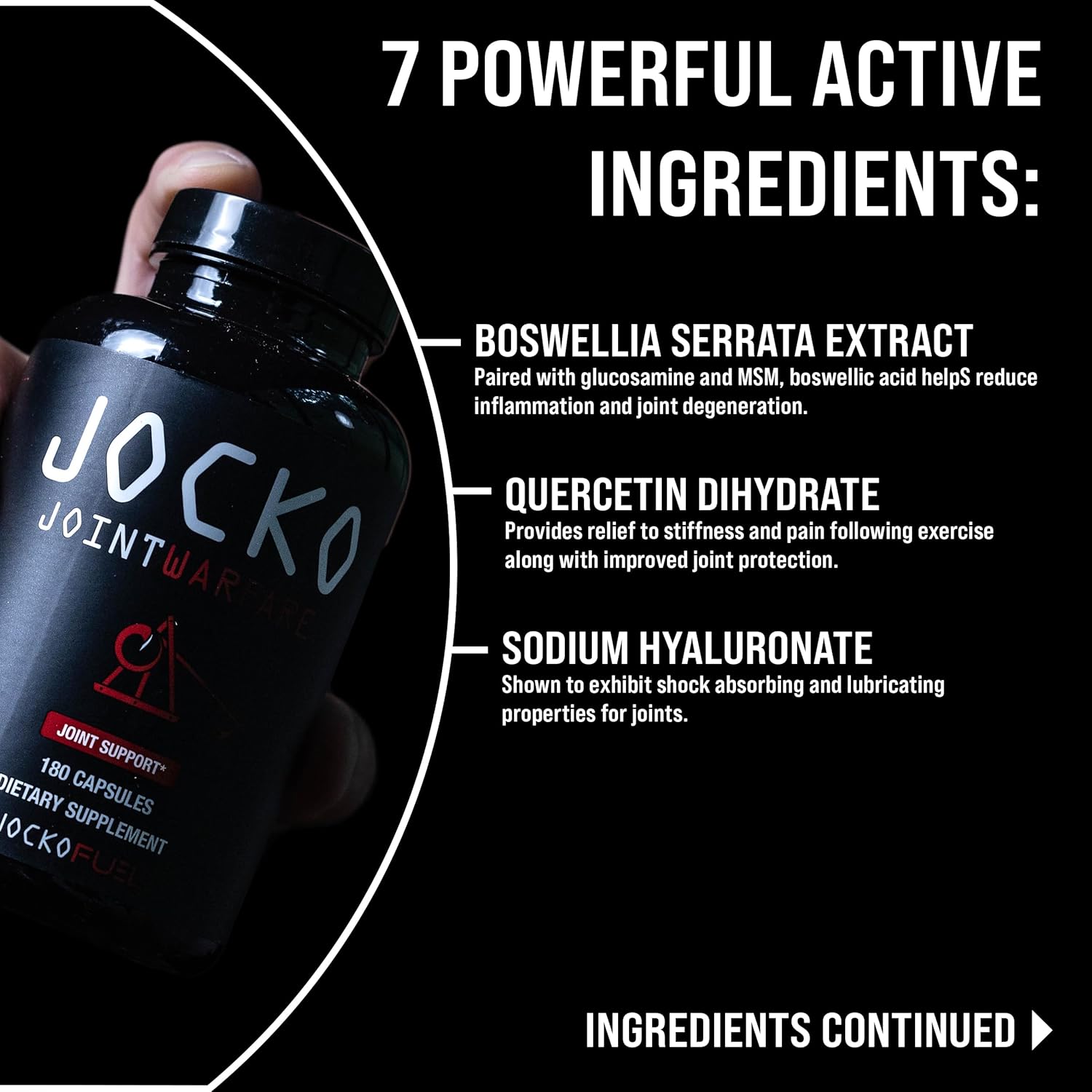 Jocko Fuel Joint Support Supplement - Glucosamine MSM for Joint Pain, Mobility, & Flexibility w/Turmeric & Boswellia (180 Capsules) : Health & Household