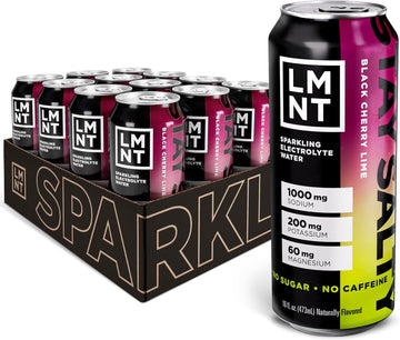 Lmnt Sparkling Electrolyte Water - Black Cherry Lime | 12-Count