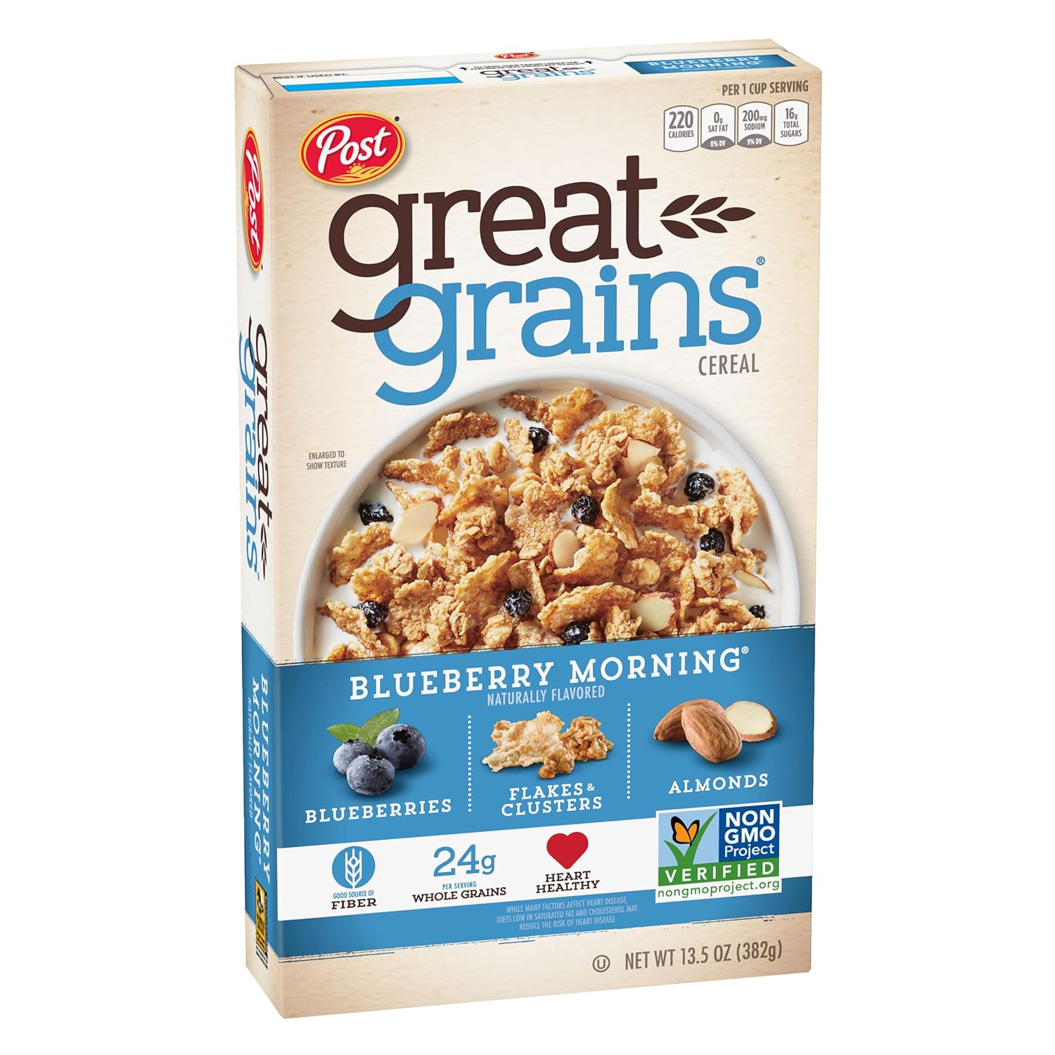 Great Grains Blueberry Morning Cereal with Whole Grains, Non-GMO Project Verified, 13.5 Oz (12 Pack)