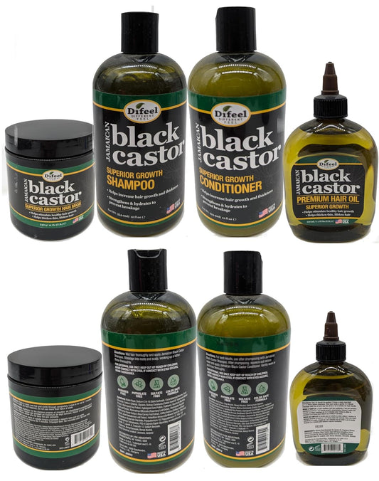 Difeel Superior Growth Jamaican Black Castor Shampoo & Conditioner Gift Set 4-Pc Boxed Hair Care Collection
