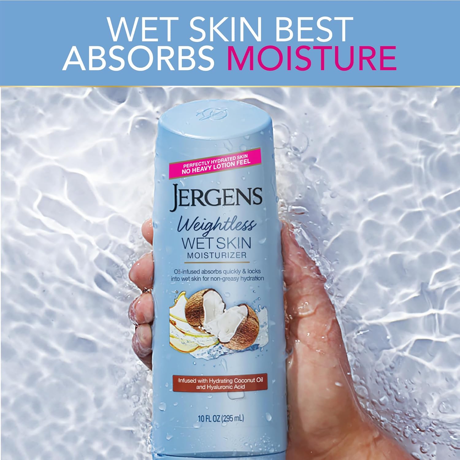 Jergens Wet Skin Body Moisturizer With Coconut Oil, In Shower Lotion For Dry Skin, Fast-Absorbing, Non-Sticky, Dermatologist Tested, 10 Oz : Beauty & Personal Care
