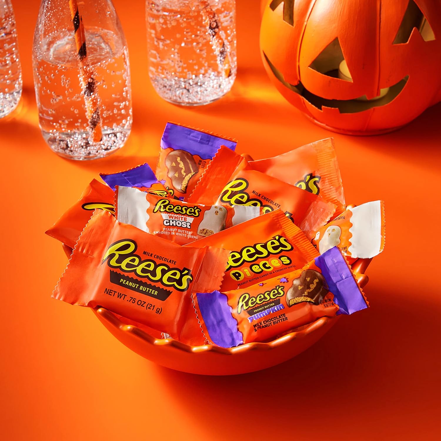 Reese'S Assorted Flavored Snack Size, Halloween Candy Bulk Bag, 36.03 Oz (65 Pieces)