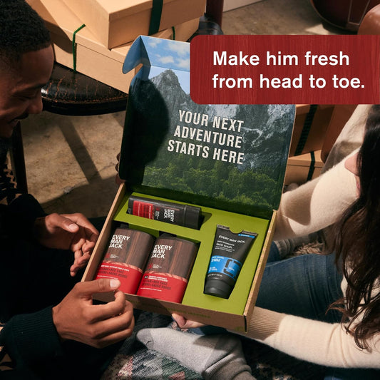 Every Man Jack Men’S Cedar + Red Sage Bath And Body Gift Set - Clean Ingredients & Cedar, Sage, And Spice Ccent - Round Out His Routine With Men’S Body Wash, 2-In-1 Shampoo, Deodorant & Face Wash