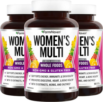 FarmHaven Multivitamin for Women - Whole Food Daily Multi Supplement with B Vitamins, D3, Folate, Enzymes, Zinc - Boosts Energy, Immune, Heart Health - Non-GMO, Vegetarian - Pack of 3_270 Capsules