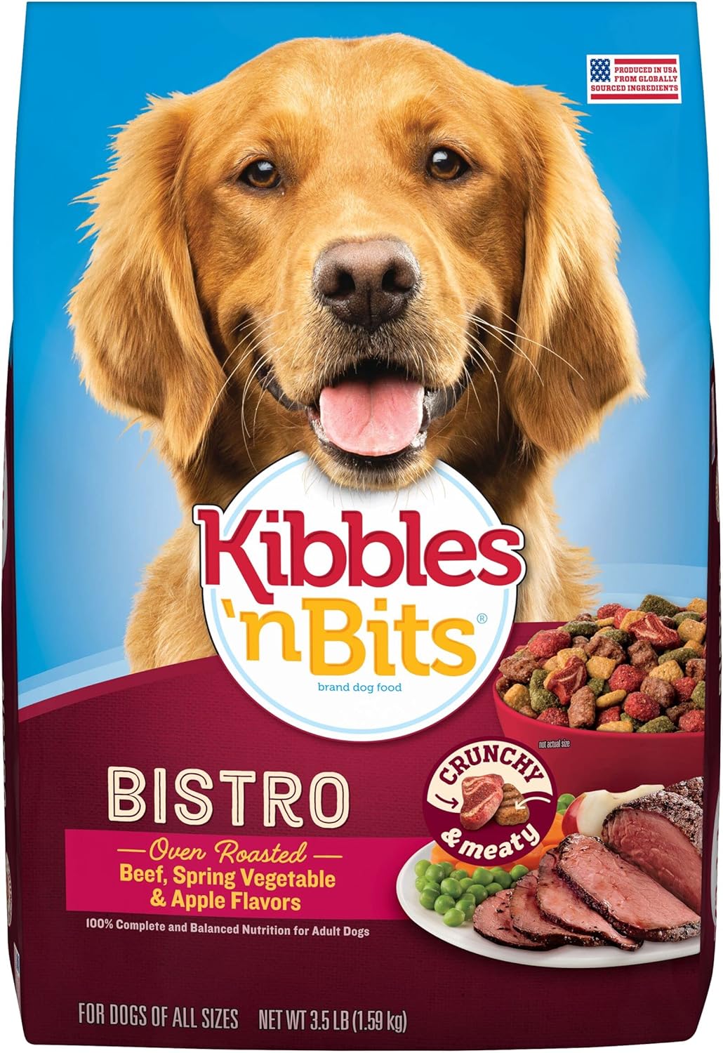 Kibbles 'N Bits Bistro Oven Roasted Beef Flavor Dry Dog Food, 3.5 Pound Bag (Pack Of 4)
