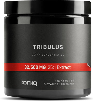 Toniiq Ultra High Strength Tribulus Capsules - 95% Steroidal Saponins - 1300mg Concentrated Extract Formula for Testosterone - 120 Caps