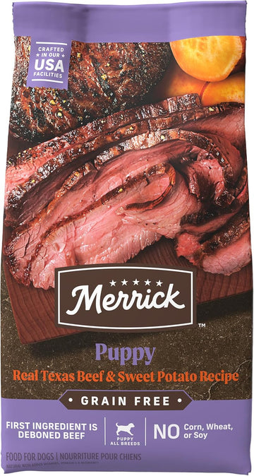 Merrick Premium Grain Free Dry Puppy Food, Wholesome And Natural Kibble With Real Texas Beef And Sweet Potato - 22.0 Lb. Bag