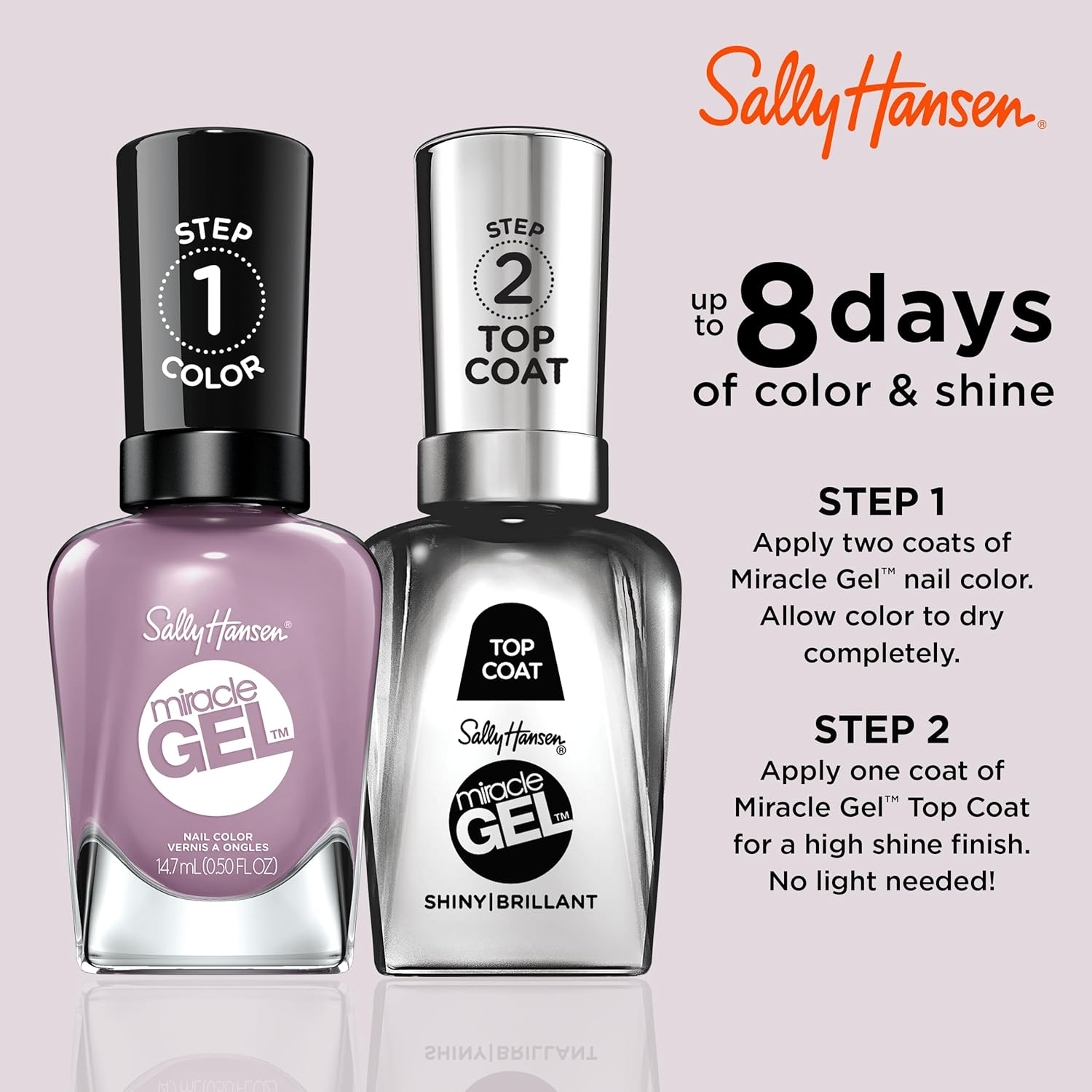 Sally Hansen Miracle Gel™, Street Flair, Long Lasting, Gel-Like Formula, No UV Lamp Needed, Purple Nail Polish : Beauty & Personal Care