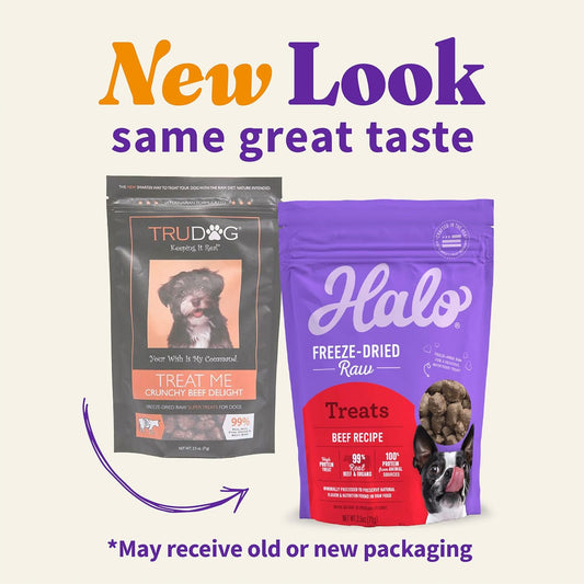 Halo Raw Freeze Dried Dog Treats, Beef Recipe, Dog Treats Pouch, All Life Stages, 2.5-Oz Pouch