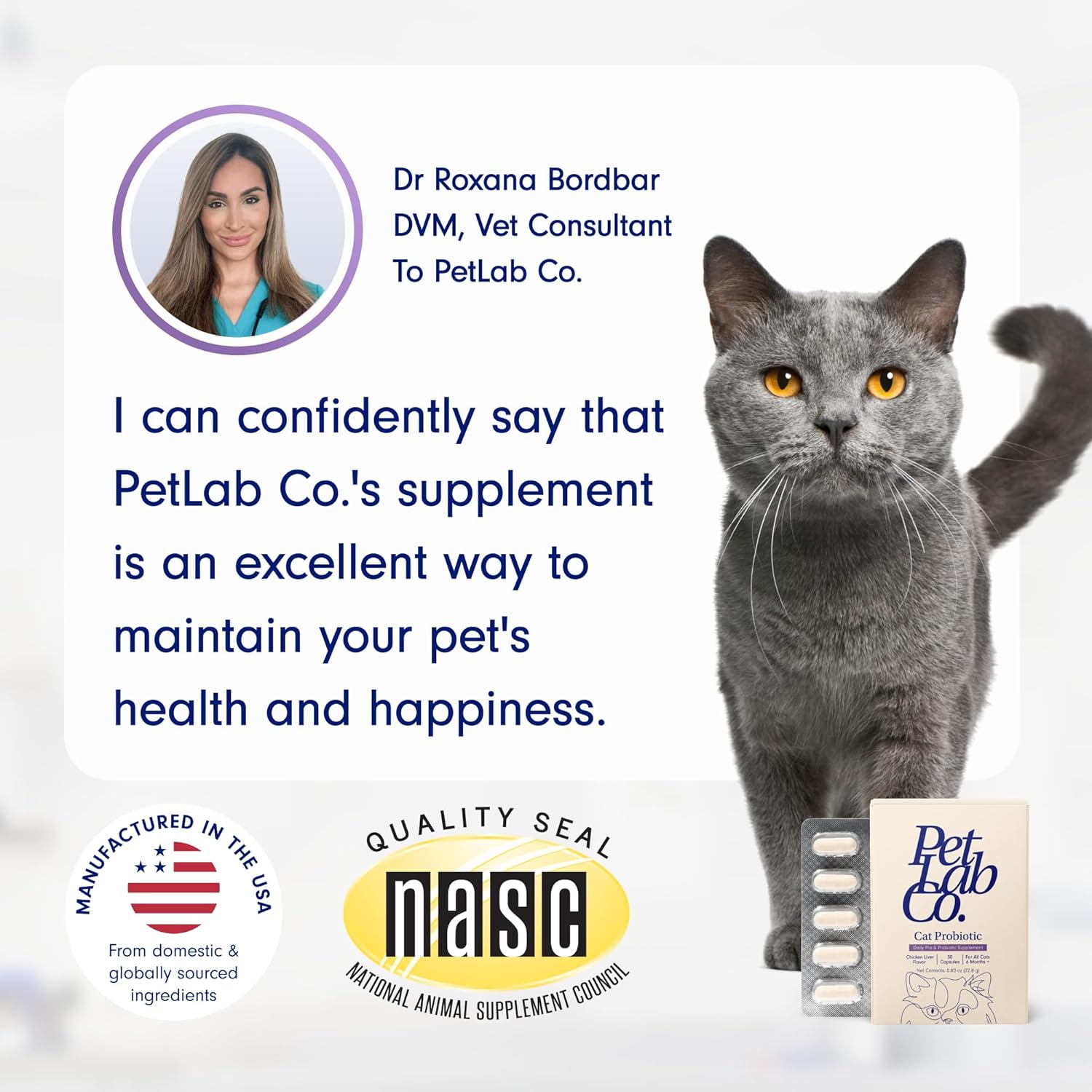 PetLab Co. Probiotics for Cats, Support Gut Health, Diarrhea, Digestive Health & Immune Support - Easy to Use - 30 Count : Pet Supplies