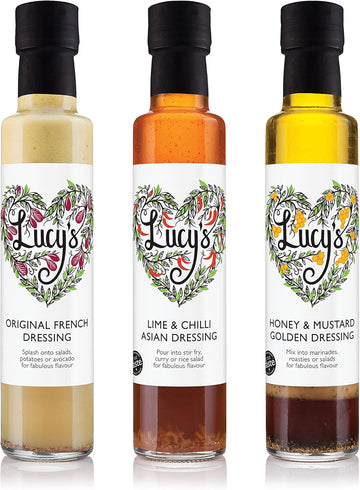 Lucy’S Dressings – Great Taste Bundle; Original French Dressing, Lime & Chilli Asian Dressing And Honey & Mustard Golden Dressing – 3 X 250Ml
