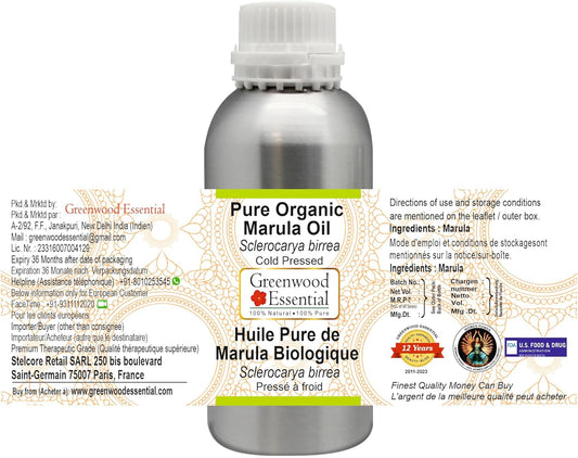 Greenwood Essential Pure Organic Marula Oil (Sclerocarya Birrea) Cold Pressed 630Ml (21 Oz)