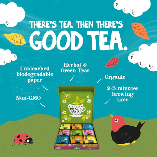 Clipper Tea: Organic Herbal & Green Tea Set, Gift Box – Tea Selection & Sampler With 5 Flavors Including Lemon, Ginger, And Bedtime Teas – Assorted Tea Bags In Colorful Tea Box, 45 Unbleached Tea Bags