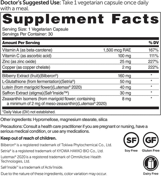 Dr. Whitaker's Vision Essentials Ultra with Lutein | Comprehensive Support with Just One Daily Pill for Macula & Retina Health, Eye Strain, Ocular Pressure, Digital Eye Fatigue, Mood Support and More