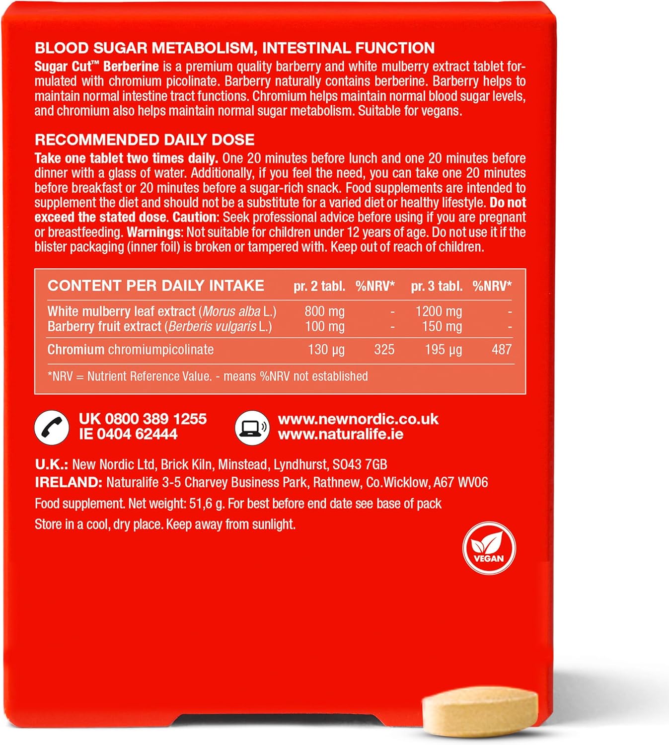 New Nordic Sugar Cut Berberine 1200mg - Helps Maintain Blood Sugar Levels & Gut Health - Vegan - 60 Tablets : Amazon.co.uk: Health & Personal Care