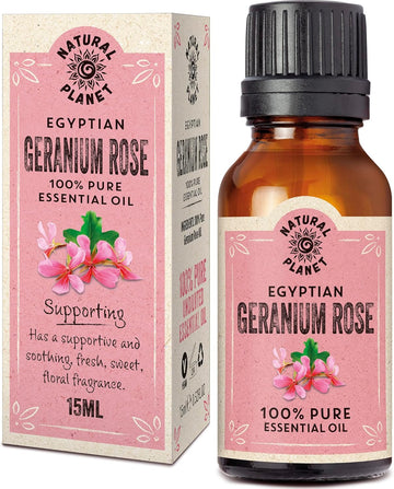 Natural Planet Geranium Essential Oil 15Ml Natural 100% Pure & Undiluted, Therapeutic Grade Pure, Cruelty Free