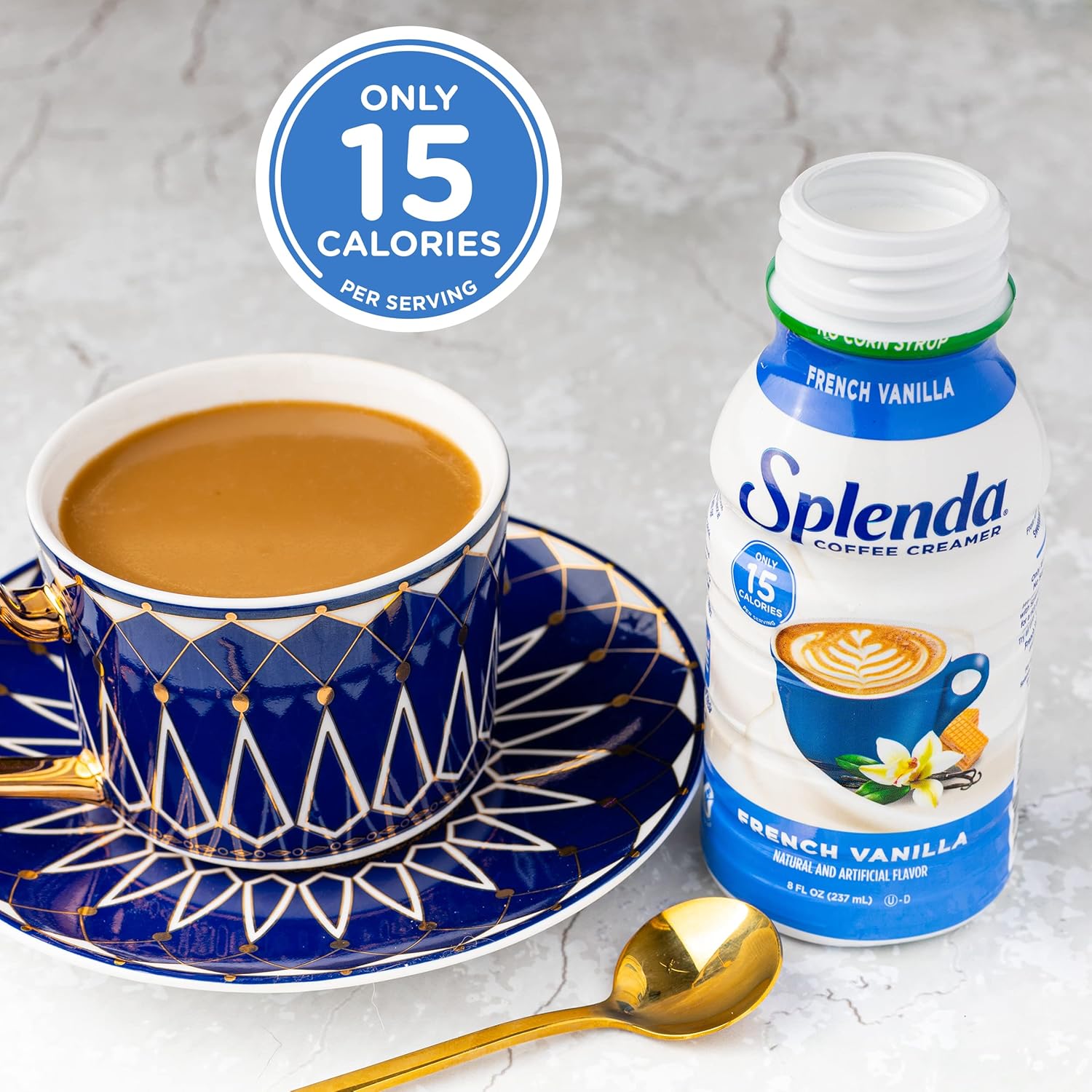 Splenda Sugar Free, Low Calorie French Vanilla Coffee Creamer, 8 Fl Ounces Bottle