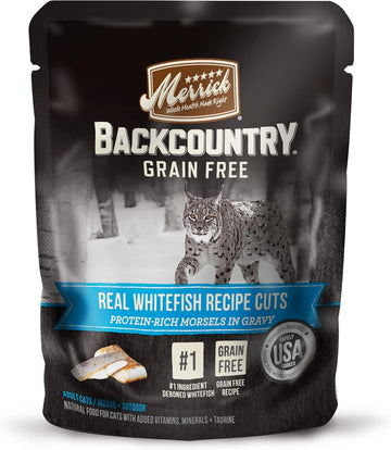 Merrick Backcountry Grain Free Gluten Free Premium High Protein Wet Cat Food, Whitefish Recipe Cuts With Gravy - (Pack Of 24) 3 Oz. Pouches