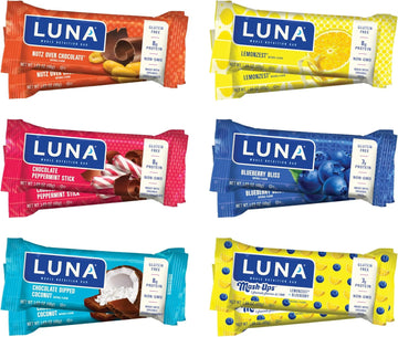 Luna Bar - Variety Pack - Gluten-Free - Non-Gmo - 7-9G Protein - Made With Organic Oats - Low Glycemic - Whole Nutrition Snack Bars - Amazon Exclusive - 1.69 Oz. (12 Count)