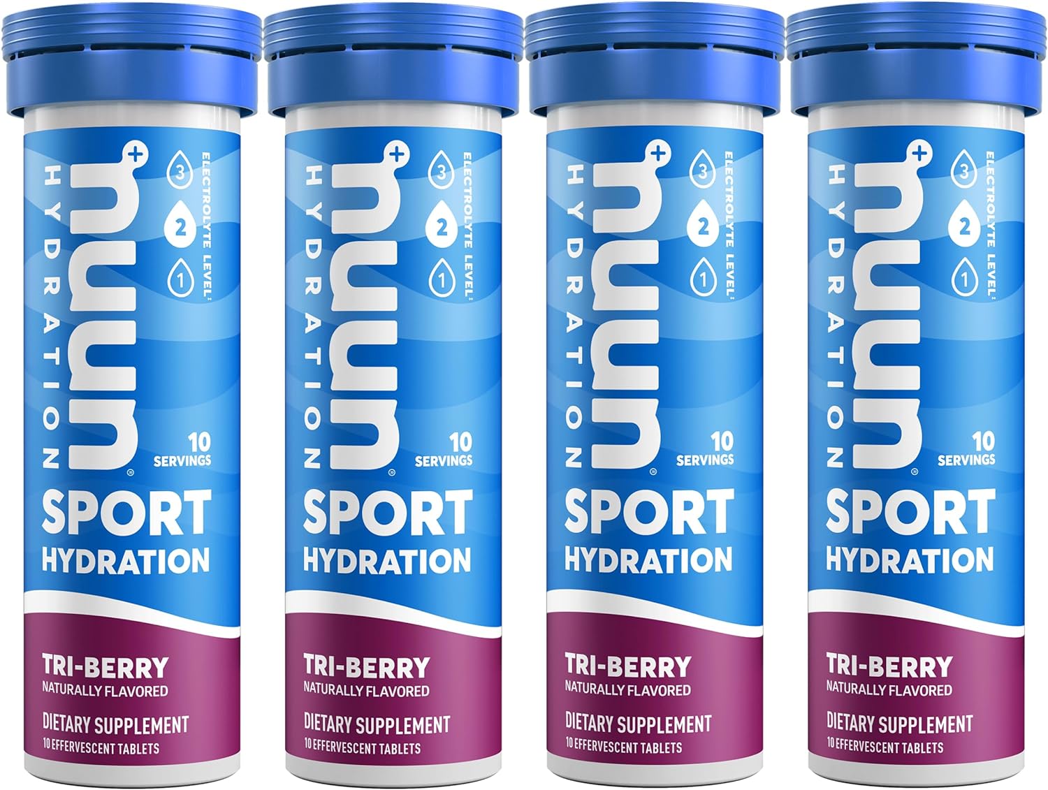 Nuun Sport: Electrolyte Drink Tablets, Tri-Berry,10 Count (Pack of 4)1