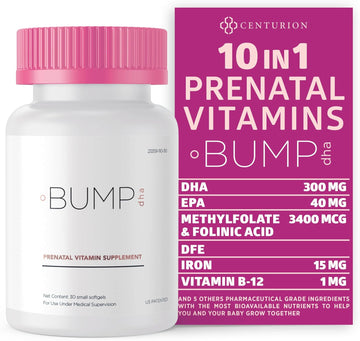 Premium Prenatal Vitamins [10 Powerful Ingredients] With Dha, Epa, Folate And Vitamin B12, All Natural Pregnancy Supplement For Fetal Development And Pregnancy Support, 30 Softgels