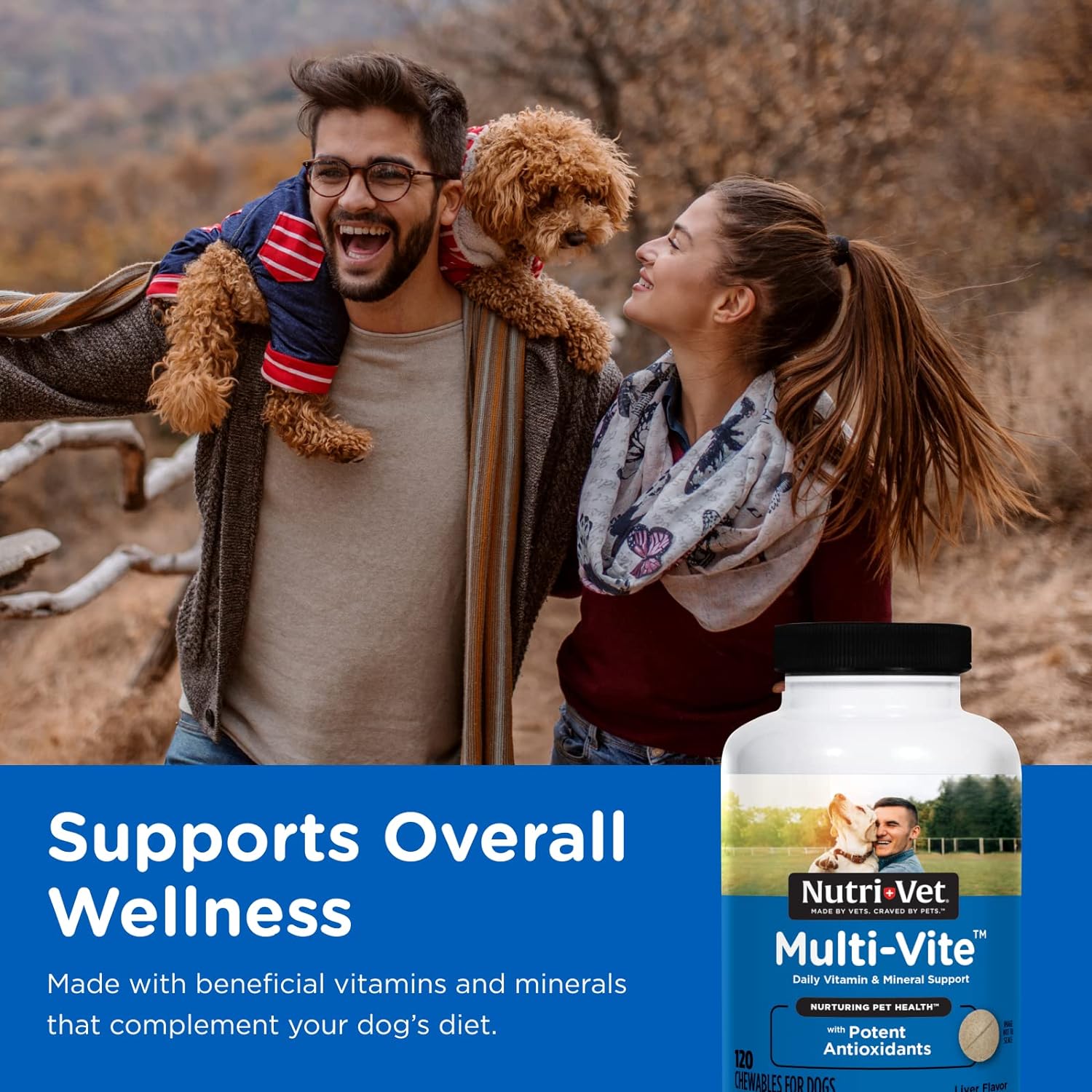 Nutri-Vet Multi-Vite Chewables for Adult Dogs - Daily Vitamin and Mineral Support to Support Balanced Diet - 120 Count : Pet Multivitamins : Pet Supplies