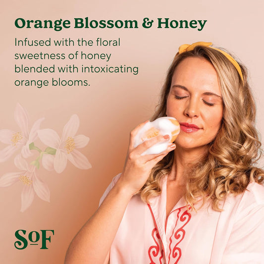 Sof Triple Milled Bar Soap - With Coconut Oil & Organic Shea Butter- Vegan & Non Gmo- Free From Phthalates, Sulfates & Parabens- Orange Blossom & Honey - 6 Oz Bar 6 Bars
