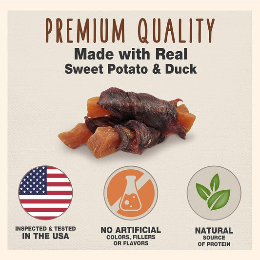 Cadet Gourmet Sweet Potato & Duck Wraps Dog Treats - Healthy & Natural Duck & Sweet Potato Dog Training Treats For Small & Large Dogs - Inspected & Tested In Usa (14 Oz)