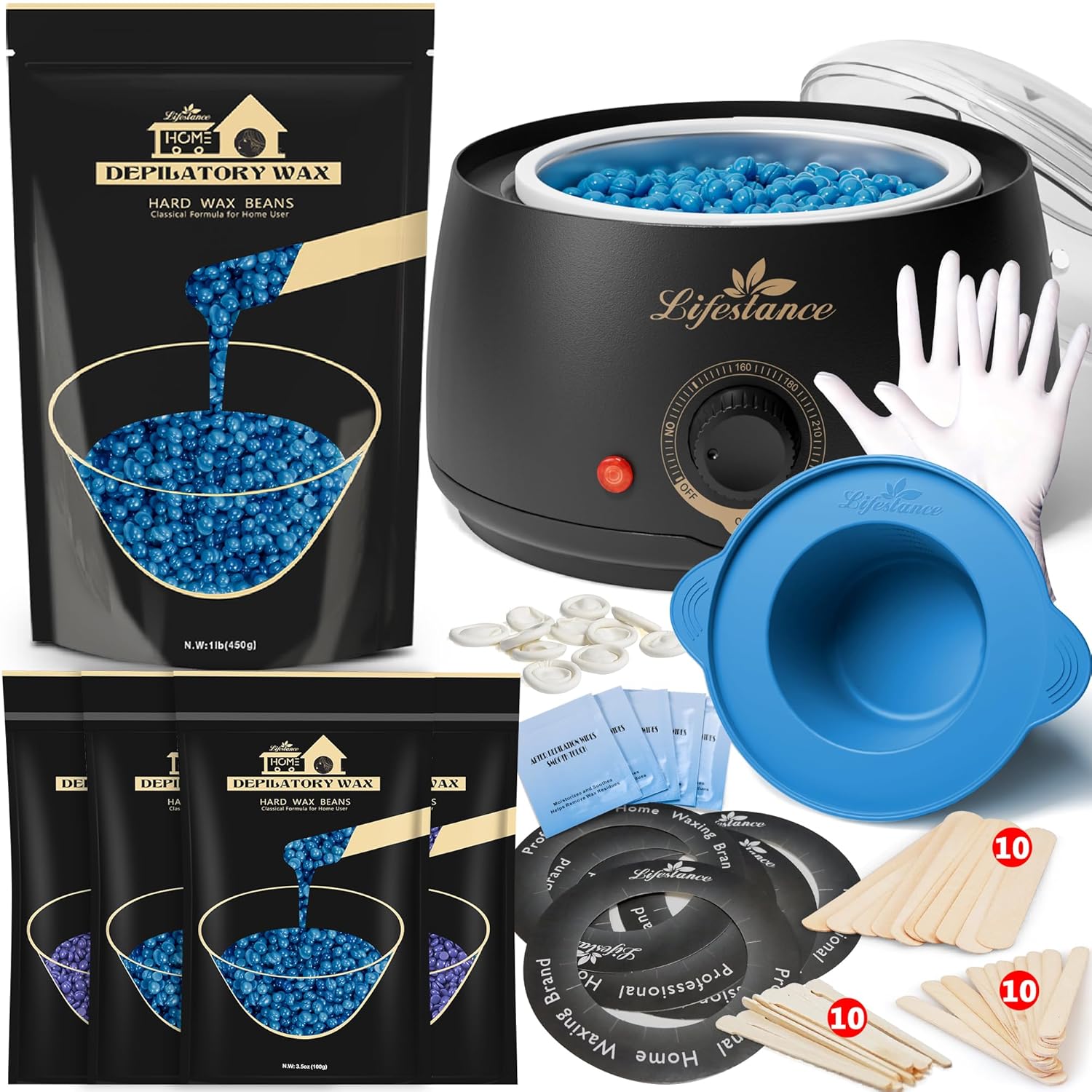 Lifestance L1 Waxing Kit + 1Lb Chamomile Blue Hard Wax Beads