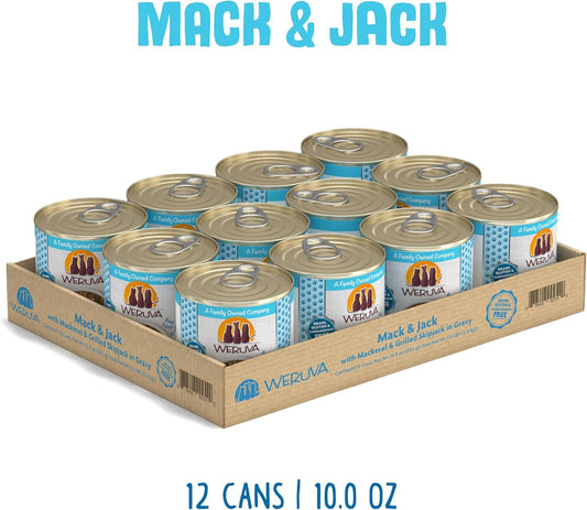 Weruva Classic Cat Food, Mack & Jack With Mackerel & Grilled Skipjack In Gravy, 10Oz Can (Pack Of 12)