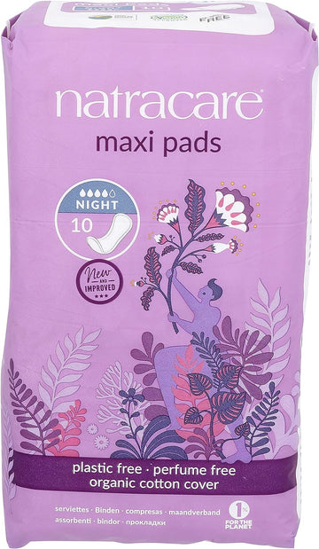 Natracare Natural Pads, Extra Long, Night Time, 10 Count Boxes (Pack of 12)