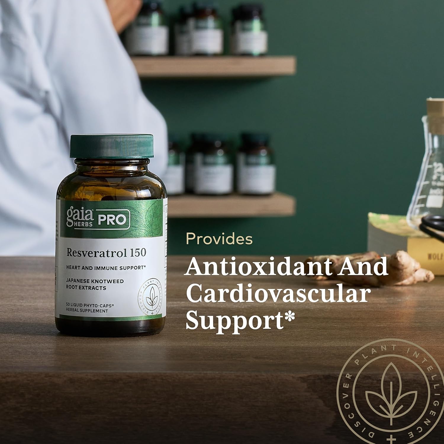 Gaia Herbs Pro Resveratrol 150 - Offers Heart Health & Immune Support - Contains Japanese Knotweed - Vegan, Soy-Free & Gluten-Free - 50 Liquid Phyto-Caps (25 Servings) : Health & Household