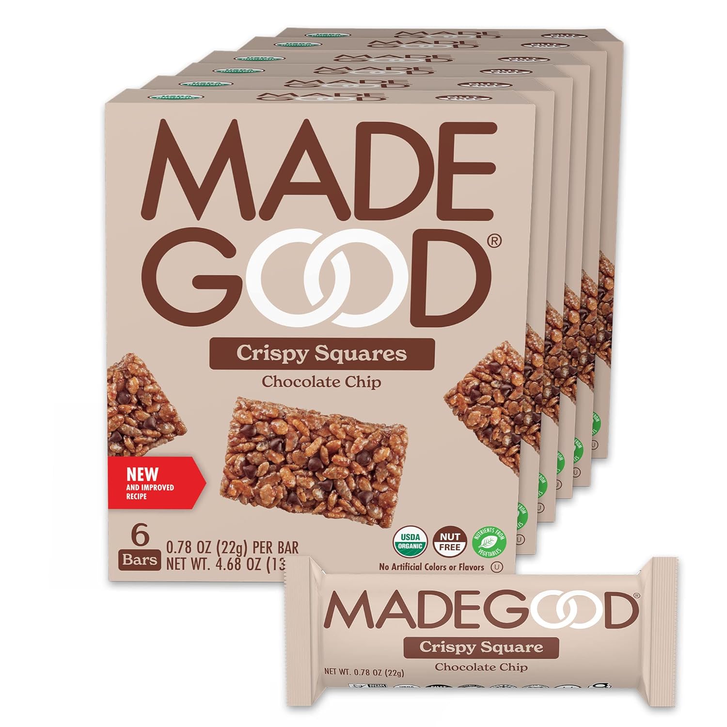 Madegood Crispy Squares, Chocolate Chip (36 Count) Gluten Free Snacks